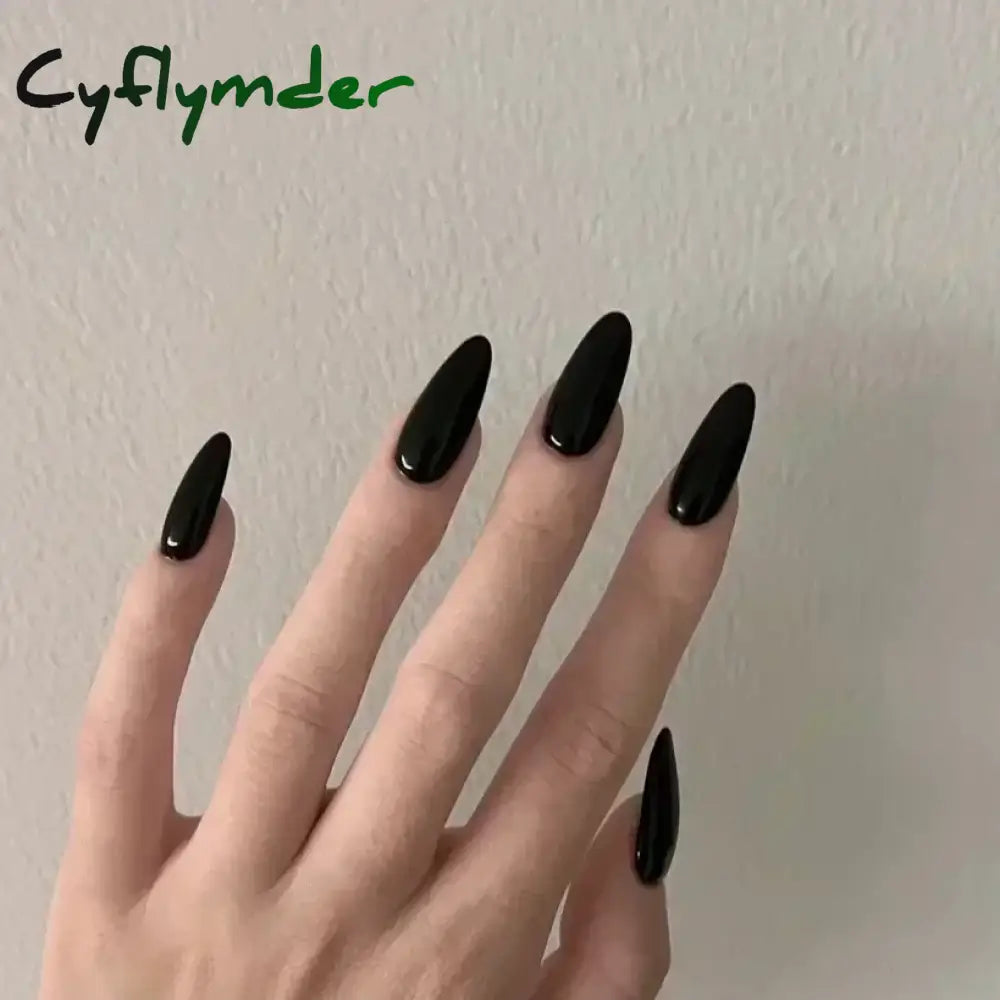 Cyflymder 24pcs/Box Long Coffin False Nails Art Rose with Glue Wearable Nude Pink White Color Jelly Nails Tips Full Cover Press On Nails