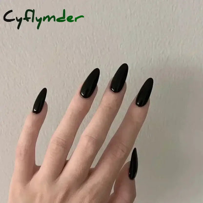 Cyflymder 24pcs/Box Long Coffin False Nails Art Rose with Glue Wearable Nude Pink White Color Jelly Nails Tips Full Cover Press On Nails
