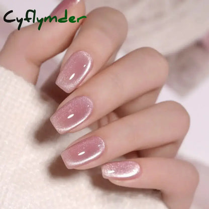 Cyflymder 24PCS Cat Eye Short False Nails Reusable Glitter Fake Nails Full Cover Artficial Nails Stick on Nails DIY Manicure Press on Nail