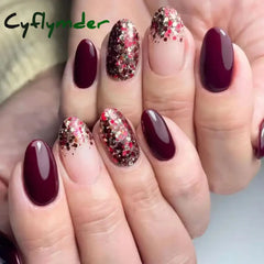 Cyflymder 24Pcs Cute Oval False Nails Reusable And Adhesives Aesthetic False Almond Nails Complete Nail Kit Acrylic Press On Set For Gel