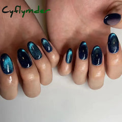 Cyflymder 24Pcs Cute Oval False Nails Reusable And Adhesives Aesthetic False Almond Nails Complete Nail Kit Acrylic Press On Set For Gel