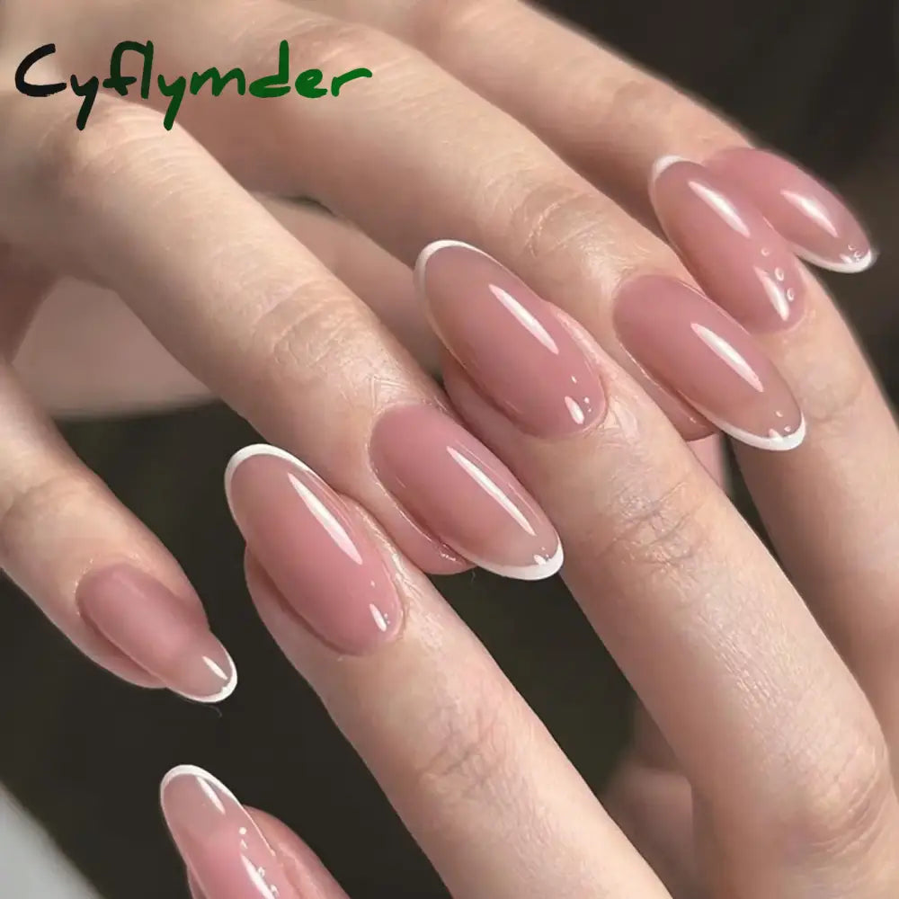 Cyflymder 24pcs Glitter Fake Nails Purple Shiny Cat Eye Press On Nails Almond Head Manicure Nail Tips Pink/Blue False Nail Patch For Girl