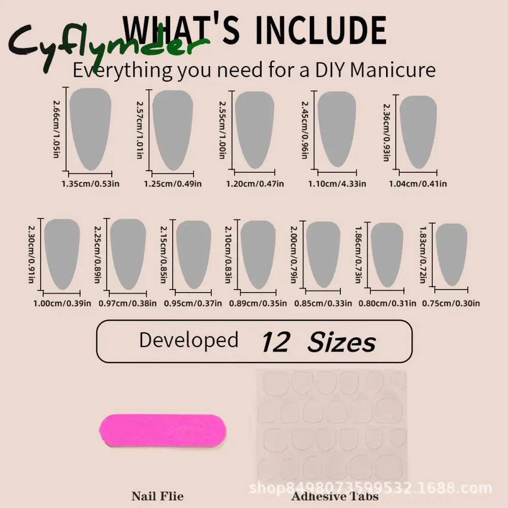 Cyflymder 24pcs Gradient Rose Pink False Nails Glossy Cat Eye Design Fake Nail Tips For Girls Women Almond Press On Nails Patch Wearable
