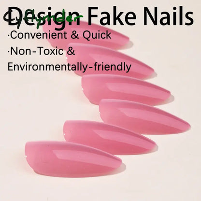 Cyflymder 24pcs Gradient Rose Pink False Nails Glossy Cat Eye Design Fake Nail Tips For Girls Women Almond Press On Nails Patch Wearable