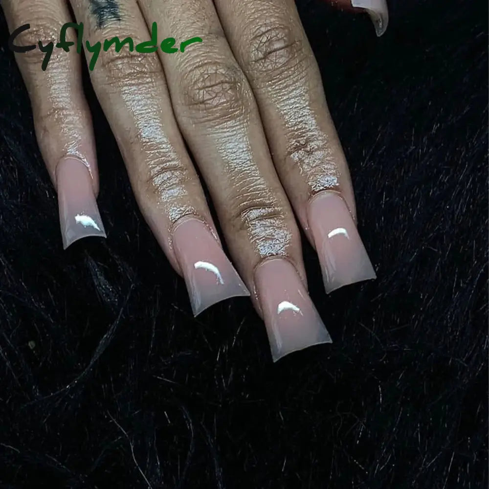 Cyflymder 24pcs Khaki Pure Color Frosted Ballet Matte Fake Nails Press on Wearable Detachable Nail Tip Long Full Cover for Girl Fake Nail