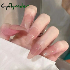 Cyflymder 24pcs Khaki Pure Color Frosted Ballet Matte Fake Nails Press on Wearable Detachable Nail Tip Long Full Cover for Girl Fake Nail