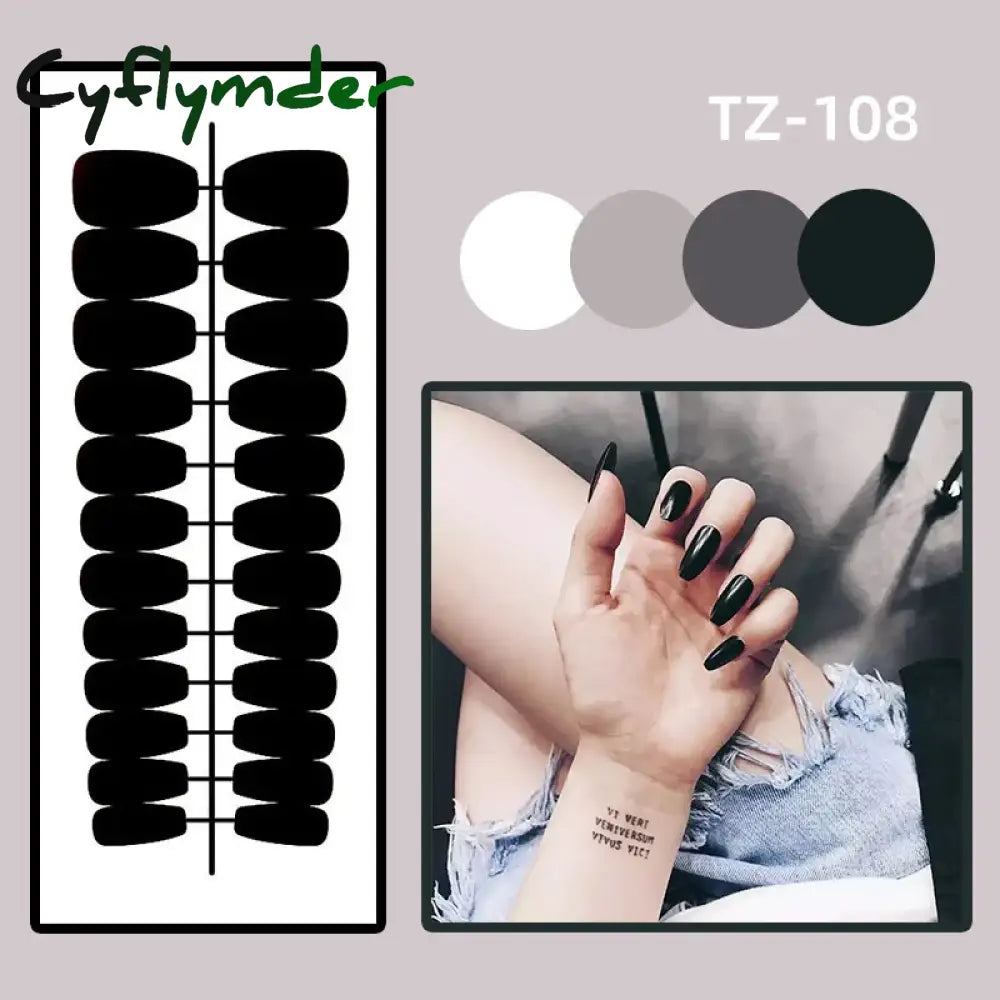 Cyflymder 24Pcs Long Ballet Fake Nails Press on Wearable Coffin False Nails with Glue Glitter Leaves Design Full Cover Nail Tips Manicure