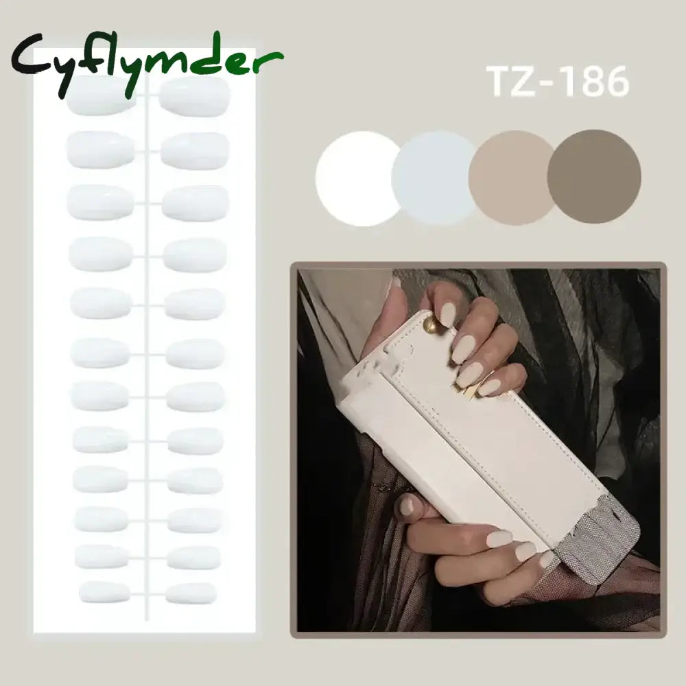 Cyflymder 24Pcs Long Ballet Square False Nails Simple French 3d Curve Design Fake Nails Wearable Press on Fake Nails Full Cover Nails Tips