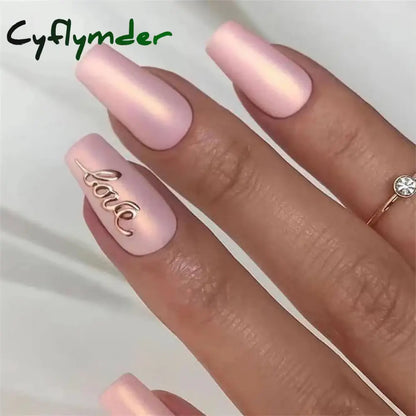 Cyflymder 24PCS Nail Art Fake Nails Long Ballerina Press on False Nails Set Handmade Orange Edge Almond Nail Seamless Removable Capsule