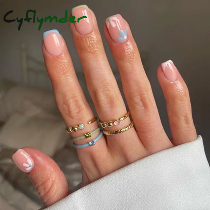 Cyflymder 24PCS Nail Art Fake Nails Long Ballerina Press on False Nails Set Handmade Orange Edge Almond Nail Seamless Removable Capsule