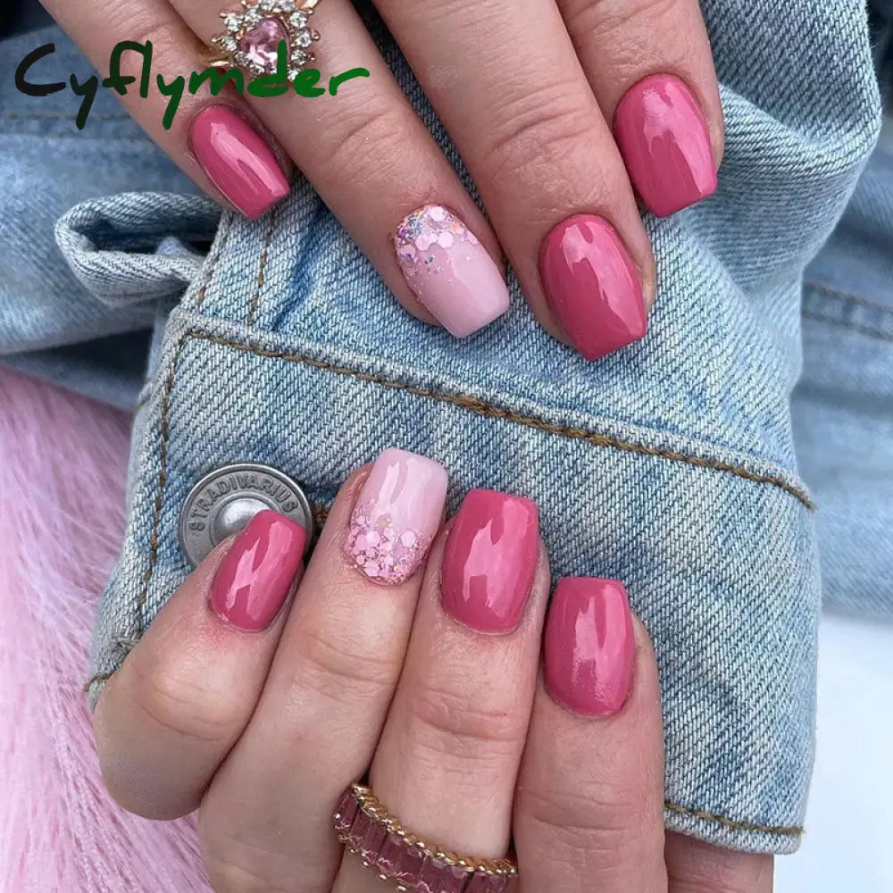 Cyflymder 24PCS Nail Art Fake Nails Long Ballerina Press on False Nails Set Handmade Orange Edge Almond Nail Seamless Removable Capsule
