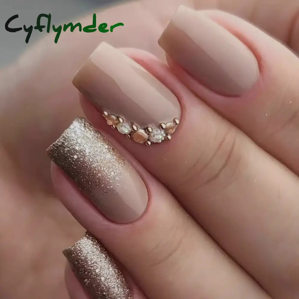 Cyflymder 24PCS Nail Art Fake Nails Long Ballerina Press on False Nails Set Handmade Orange Edge Almond Nail Seamless Removable Capsule