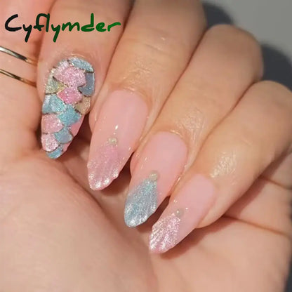 Cyflymder 24PCS Pink Cute Girl Bow French Nail Art Full Cover Wearable Detachable Fake Nails Press On Nails Almond False Nail