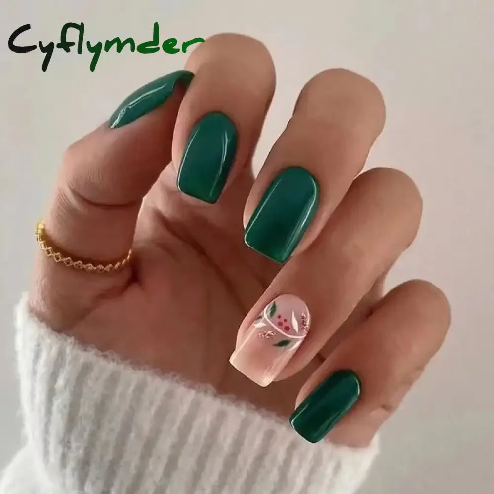 Cyflymder 24Pcs Press On Nails Simple French Colorful Wavy Abstract Line Fake Nails Full Cover Nail Art Tips Coffin Square Head False Nail