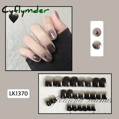 Cyflymder 24Pcs/Set Almond Gradient Press On Nail Art Wearable Fake Nails Pointed Simple Ballet Coffin Reusable False Nails Tips Finished