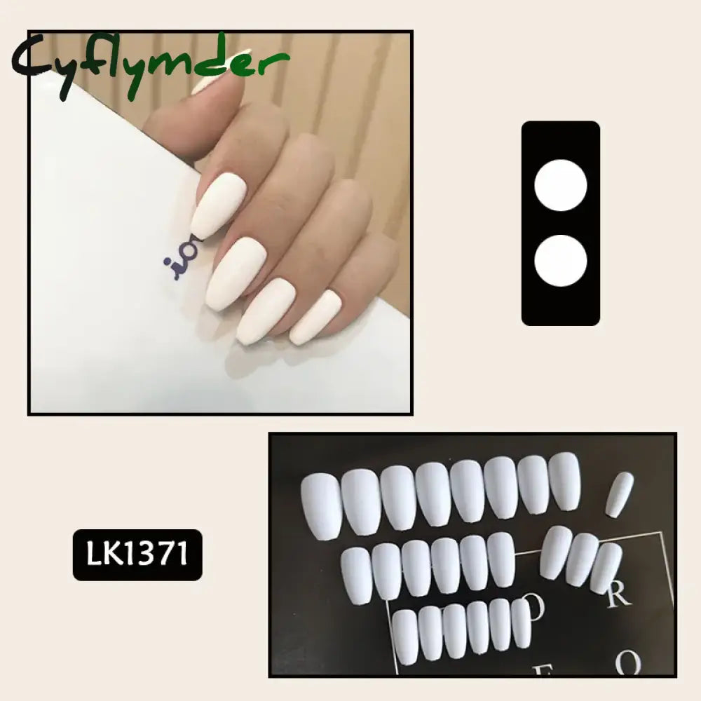 Cyflymder 24Pcs/Set Almond Gradient Press On Nail Art Wearable Fake Nails Pointed Simple Ballet Coffin Reusable False Nails Tips Finished
