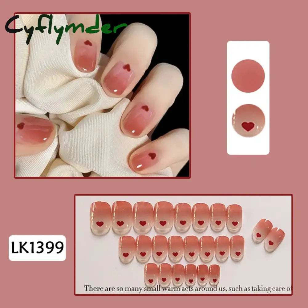 Cyflymder 24Pcs/Set Almond Gradient Press On Nail Art Wearable Fake Nails Pointed Simple Ballet Coffin Reusable False Nails Tips Finished