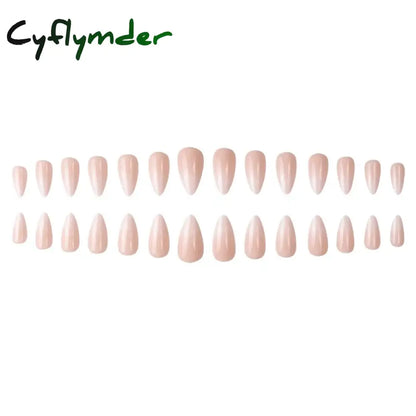 Cyflymder 24Pcs/Set Almond Gradient Press On Nail Art Wearable Fake Nails Pointed Simple Ballet Coffin Reusable False Nails Tips Finished