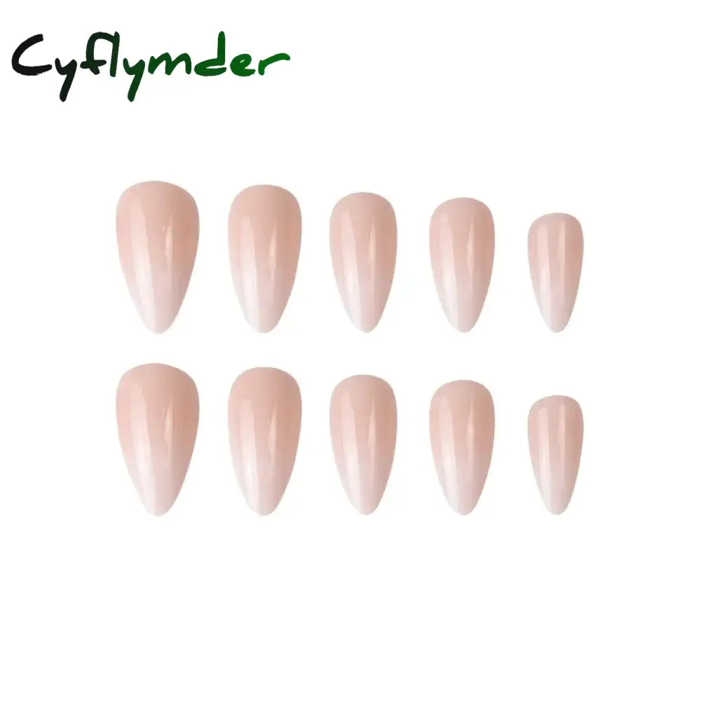 Cyflymder 24Pcs/Set Almond Gradient Press On Nail Art Wearable Fake Nails Pointed Simple Ballet Coffin Reusable False Nails Tips Finished