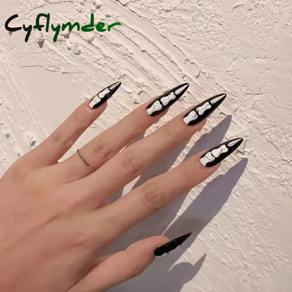 Cyflymder 24Pcs/Set Almond Gradient Press On Nail Art Wearable Fake Nails Pointed Simple Ballet Coffin Reusable False Nails Tips Finished