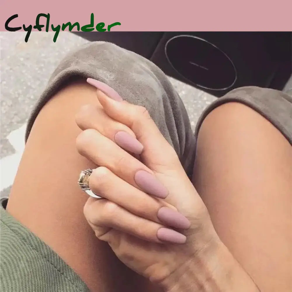 Cyflymder 24Pcs/Set Almond Gradient Press On Nail Art Wearable Fake Nails Pointed Simple Ballet Coffin Reusable False Nails Tips Finished