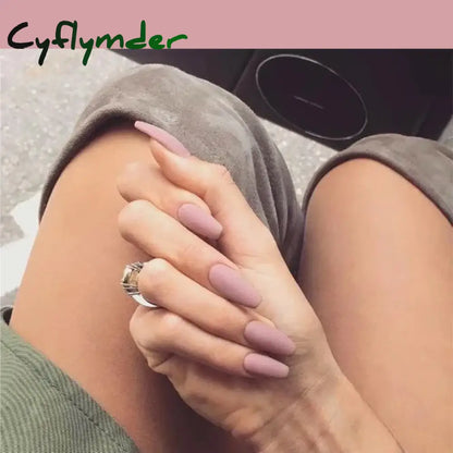 Cyflymder 24Pcs/Set Almond Gradient Press On Nail Art Wearable Fake Nails Pointed Simple Ballet Coffin Reusable False Nails Tips Finished