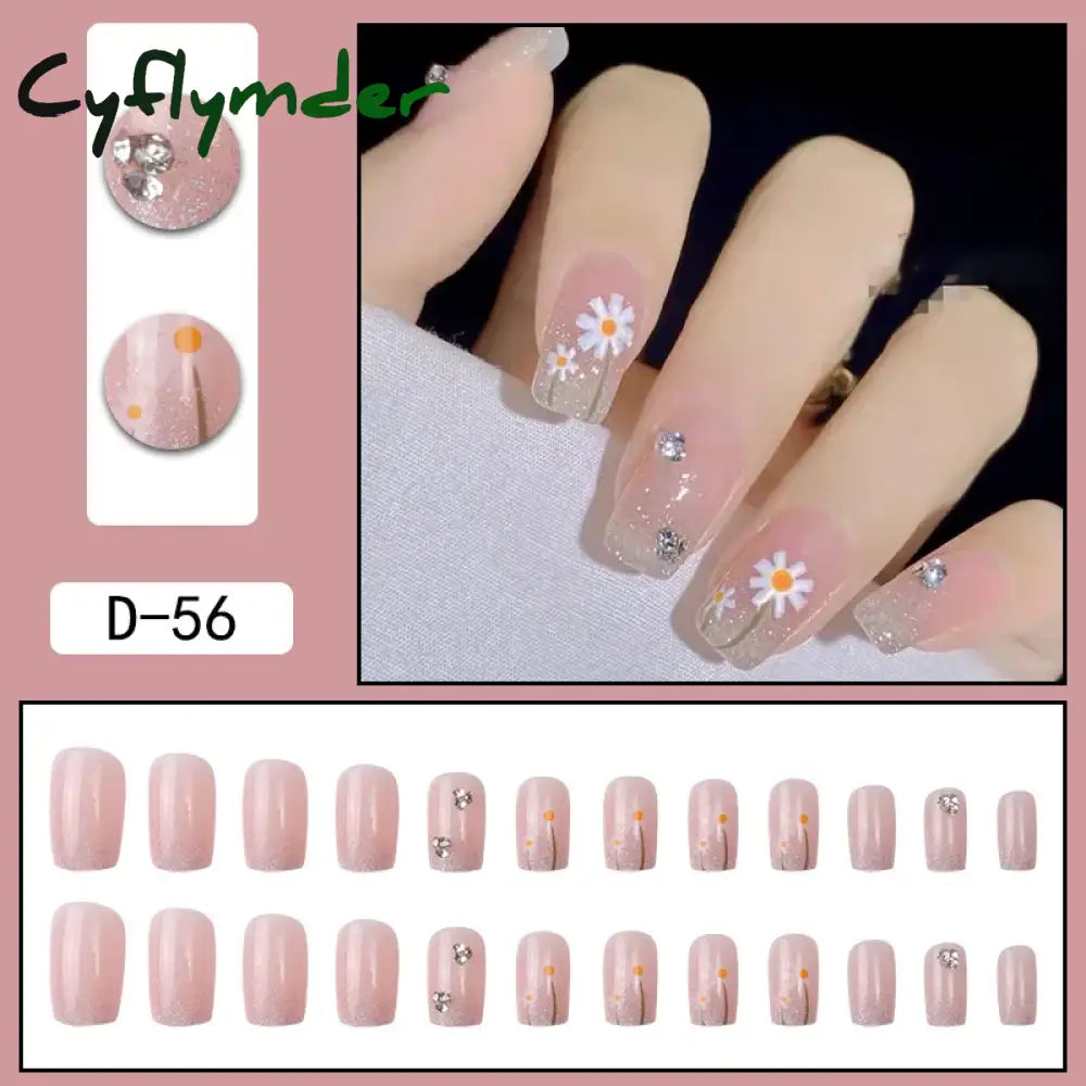 Cyflymder 24Pcs/Set Almond Gradient Press On Nail Art Wearable Fake Nails Pointed Simple Ballet Coffin Reusable False Nails Tips Finished