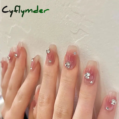 Cyflymder 24Pcs/Set Almond Gradient Press On Nail Art Wearable Fake Nails Pointed Simple Ballet Coffin Reusable False Nails Tips Finished