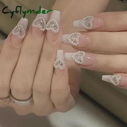 Cyflymder 24Pcs/Set Almond Gradient Press On Nail Art Wearable Fake Nails Pointed Simple Ballet Coffin Reusable False Nails Tips Finished