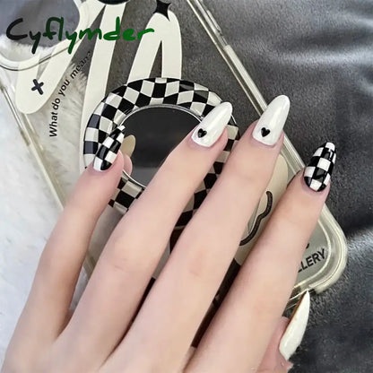 Cyflymder 24Pcs/Set Almond Gradient Press On Nail Art Wearable Fake Nails Pointed Simple Ballet Coffin Reusable False Nails Tips Finished