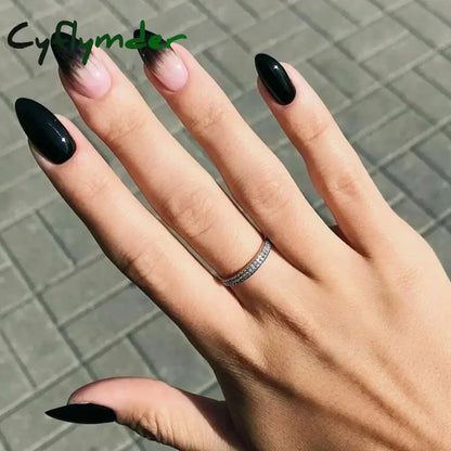 Cyflymder 24Pcs/Set Almond Gradient Press On Nail Art Wearable Fake Nails Pointed Simple Ballet Coffin Reusable False Nails Tips Finished