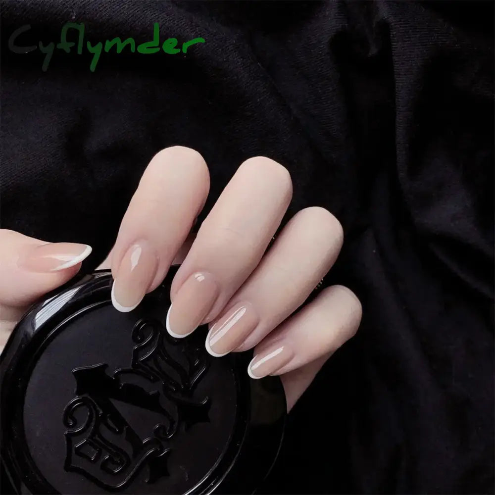 Cyflymder 24Pcs/Set Almond Gradient Press On Nail Art Wearable Fake Nails Pointed Simple Ballet Coffin Reusable False Nails Tips Finished