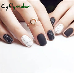 Cyflymder 24Pcs/Set Dry Rose Blush Artificial Wearing False Nails Removable French Press on Nails Full Coverage Handmade Fake Nail Art