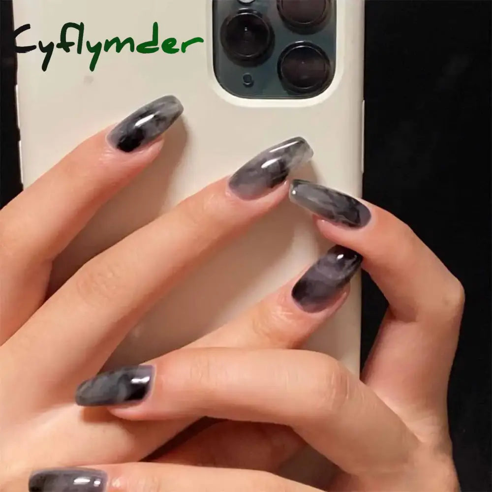 Cyflymder 24Pcs/Set Fake Nails With Glue Full Cover Nail Tips Press On Med Nails DIY Manicure Oval Head False Nails Pink Almond Artificial