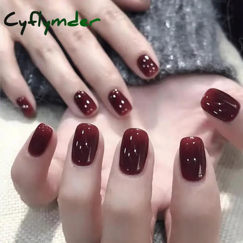 Cyflymder 24Pcs/Set False Nails Long Round Coffin Cute Kawaii Stick on Art Nail Ballerina Press on Nail Set  Seamless Removable Fake Nails