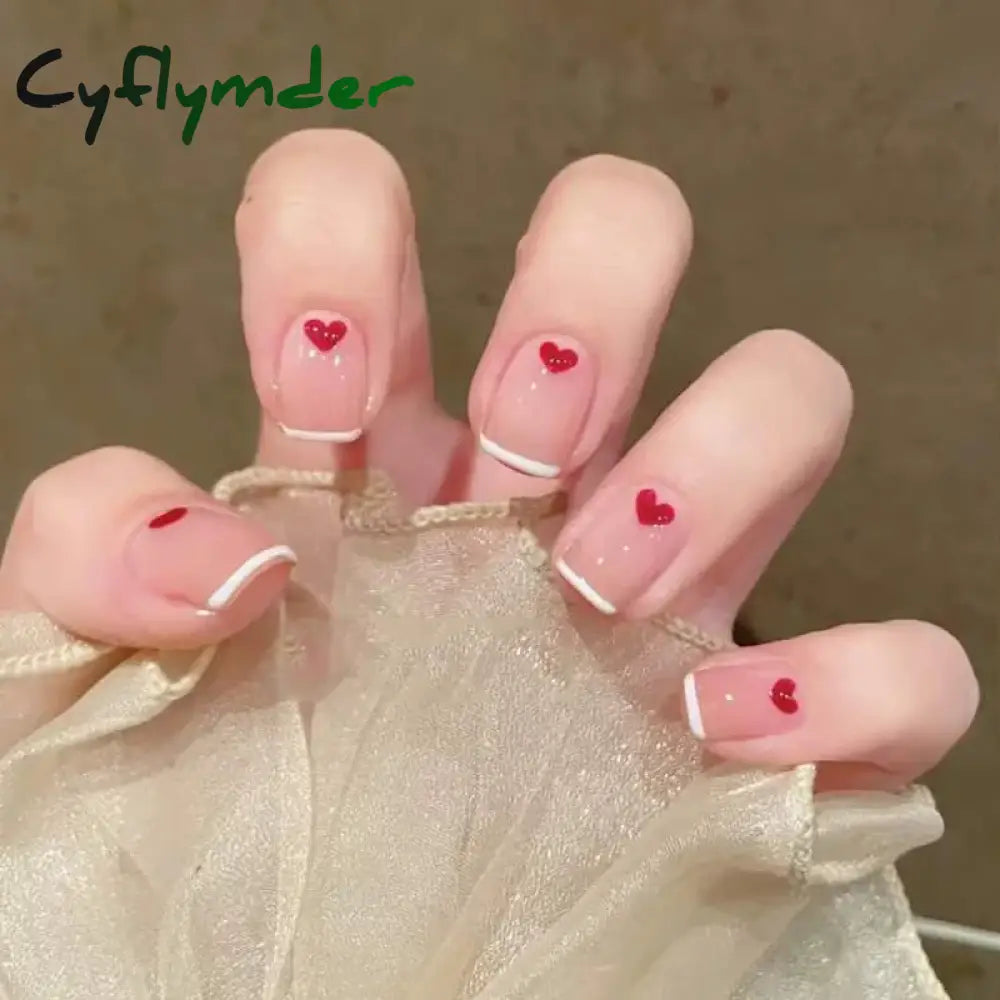 Cyflymder 24Pcs/Set False Nails Long Round Coffin Cute Kawaii Stick on Art Nail Ballerina Press on Nail Set  Seamless Removable Fake Nails