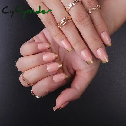 Cyflymder 24Pcs/Set False Nails Long Round Coffin Cute Kawaii Stick on Art Nail Ballerina Press on Nail Set  Seamless Removable Fake Nails