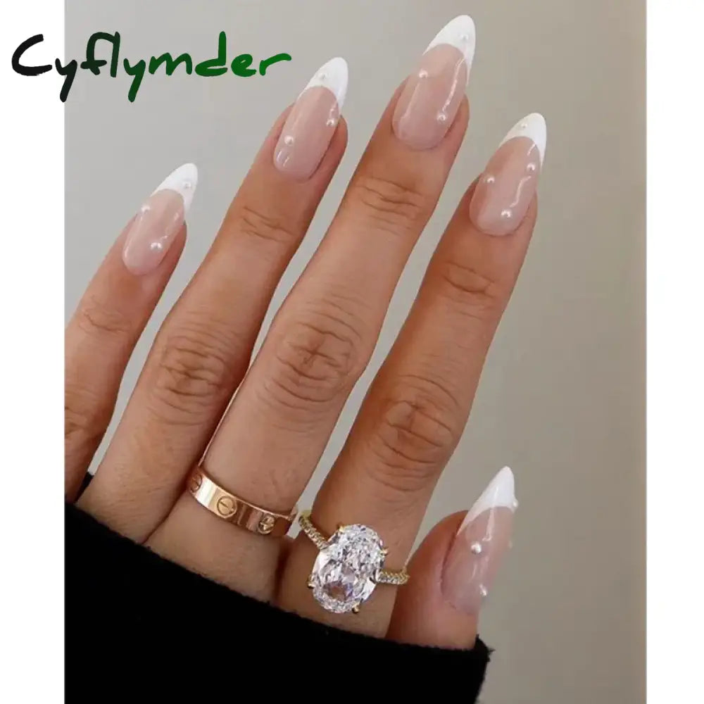 Cyflymder 24Pcs/Set False Nails Long Round Coffin Cute Kawaii Stick on Art Nail Ballerina Press on Nail Set  Seamless Removable Fake Nails