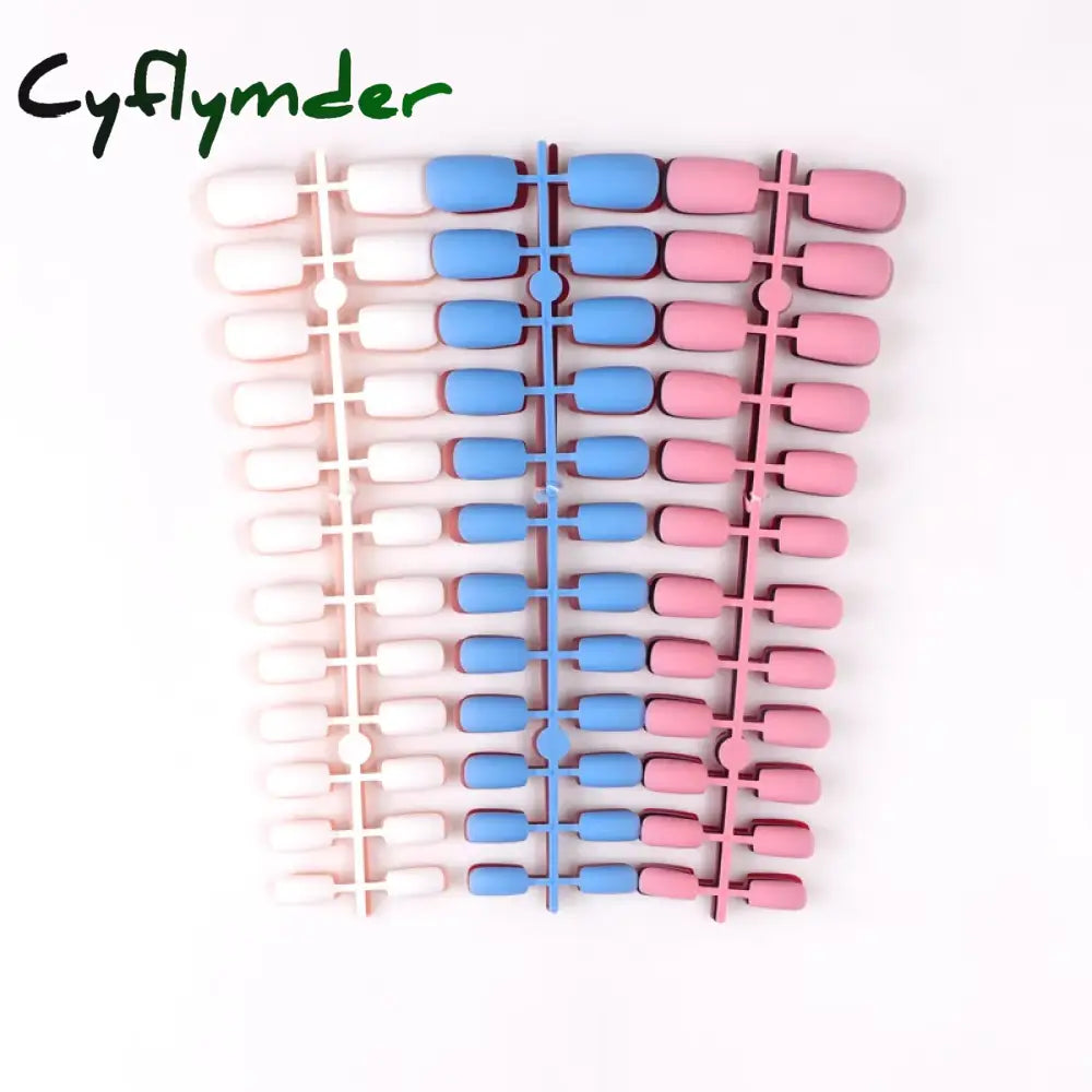 Cyflymder 24Pcs/Set Matte False Nails Glue Square Head Frosted Press On Fake Nail Tips Full Cover Artificial Fingernails Ballet Detachable