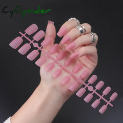 Cyflymder 24Pcs/Set Matte False Nails Glue Square Head Frosted Press On Fake Nail Tips Full Cover Artificial Fingernails Ballet Detachable