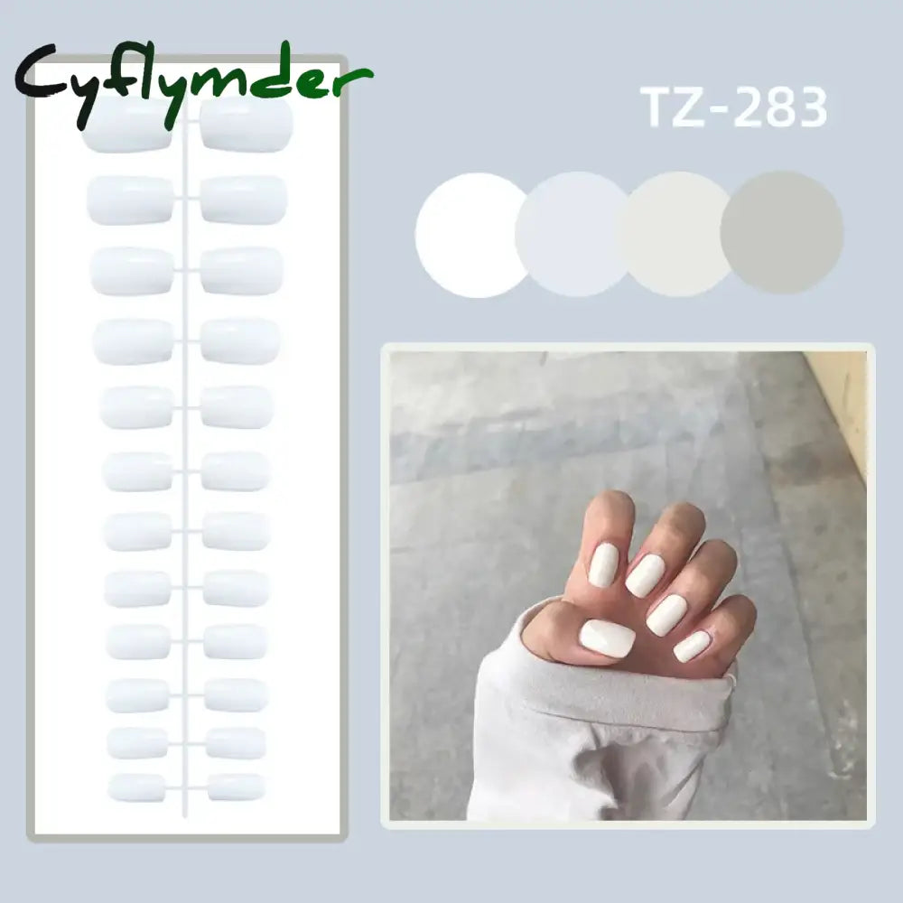 Cyflymder 24Pcs/Set Matte False Nails Glue Square Head Frosted Press On Fake Nail Tips Full Cover Artificial Fingernails Ballet Detachable