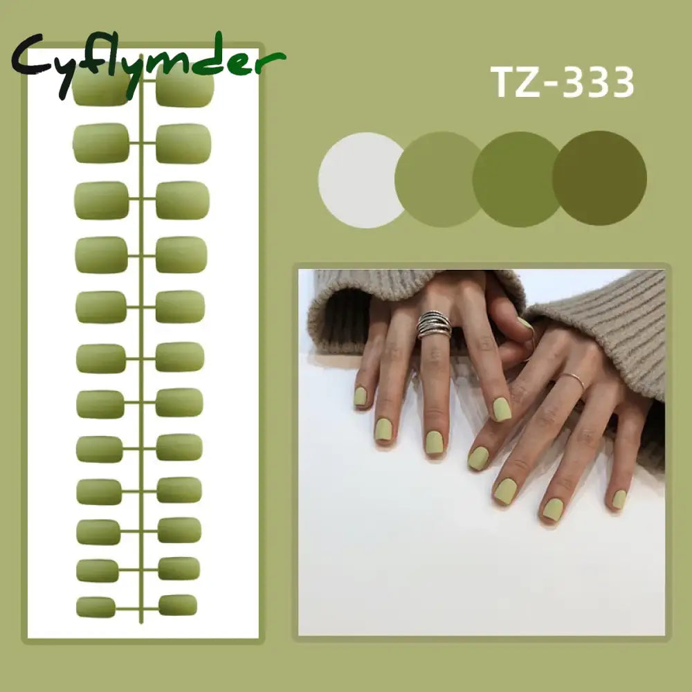 Cyflymder 24Pcs/Set Matte False Nails Glue Square Head Frosted Press On Fake Nail Tips Full Cover Artificial Fingernails Ballet Detachable
