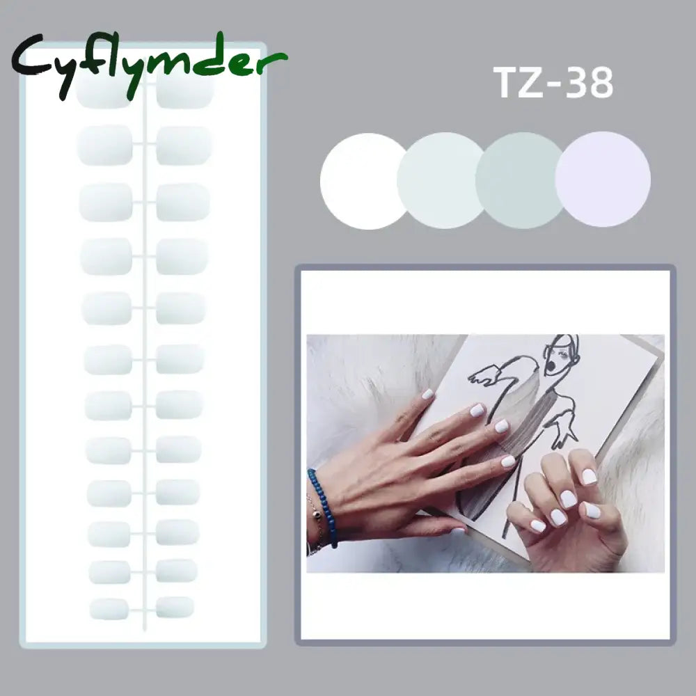 Cyflymder 24Pcs/Set Matte False Nails Glue Square Head Frosted Press On Fake Nail Tips Full Cover Artificial Fingernails Ballet Detachable