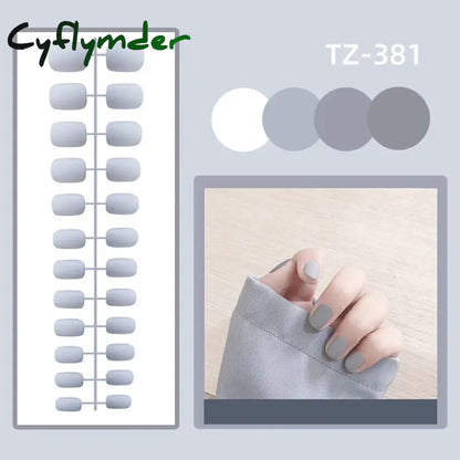 Cyflymder 24Pcs/Set Matte False Nails Glue Square Head Frosted Press On Fake Nail Tips Full Cover Artificial Fingernails Ballet Detachable