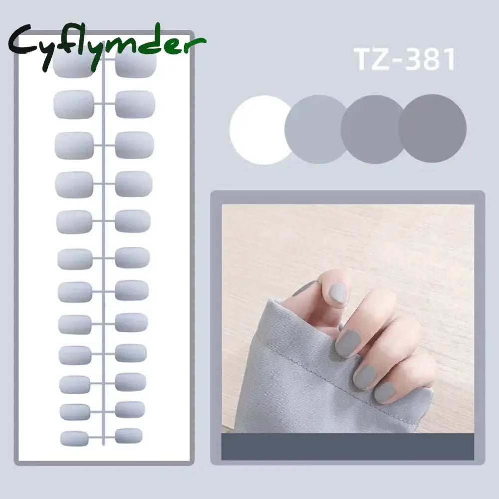 Cyflymder 24Pcs/Set Matte False Nails Glue Square Head Frosted Press On Fake Nail Tips Full Cover Artificial Fingernails Ballet Detachable