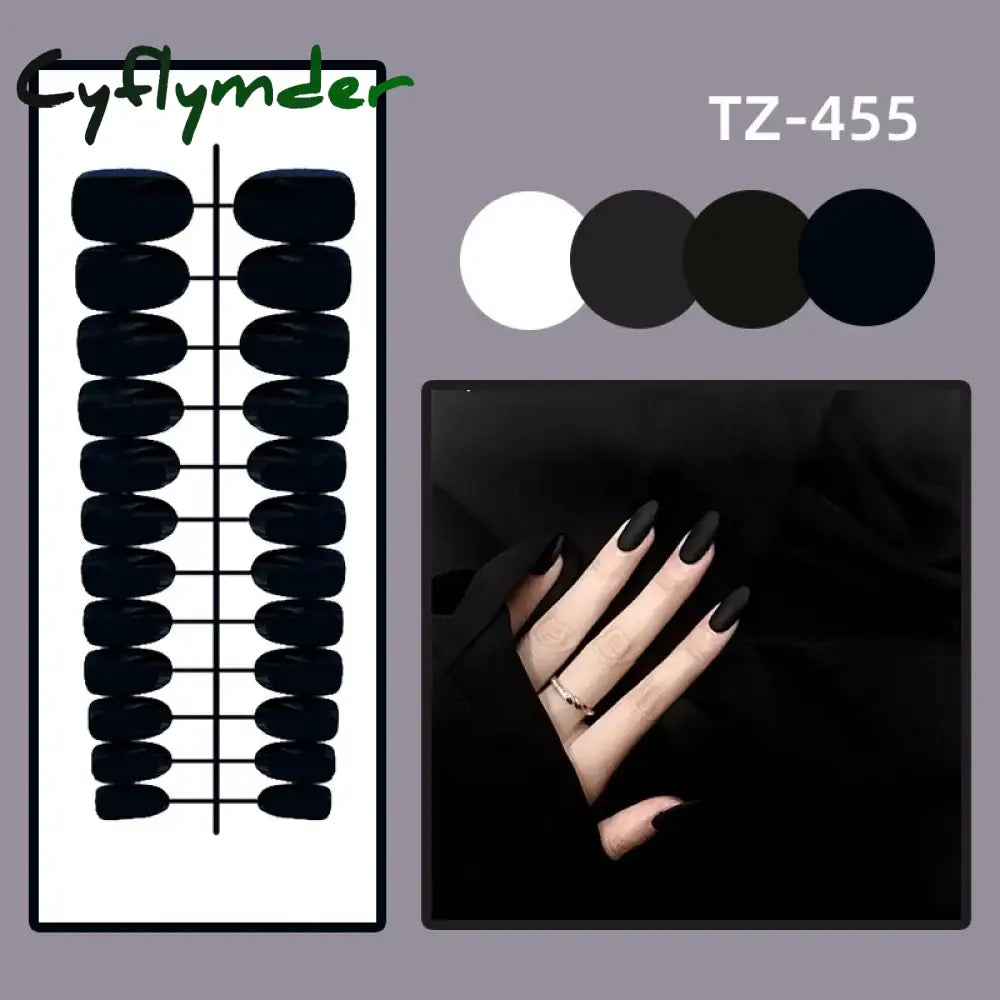 Cyflymder 24Pcs/Set Matte False Nails Glue Square Head Frosted Press On Fake Nail Tips Full Cover Artificial Fingernails Ballet Detachable
