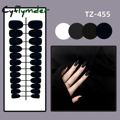 Cyflymder 24Pcs/Set Matte False Nails Glue Square Head Frosted Press On Fake Nail Tips Full Cover Artificial Fingernails Ballet Detachable