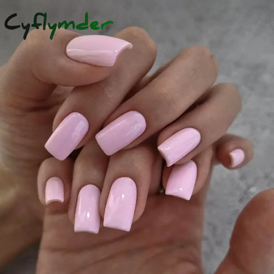 Cyflymder 24pcs/set Short Square Fake Nails for Women Girls Pink Green Blue Yellow Purple Tips Faux Ongles Press on False Nail Supplies