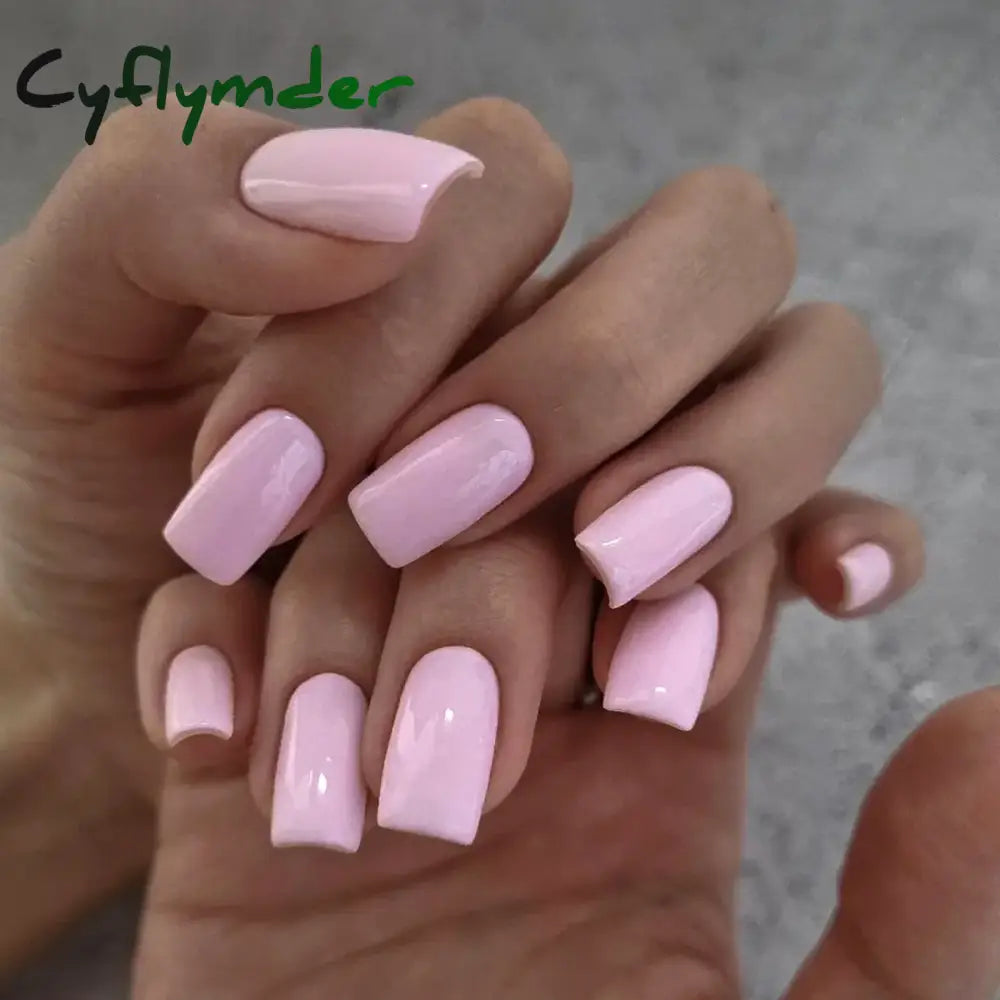 Cyflymder 24pcs/set Short Square Fake Nails for Women Girls Pink Green Blue Yellow Purple Tips Faux Ongles Press on False Nail Supplies