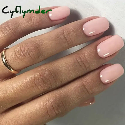 Cyflymder 24pcs/set Short Square Fake Nails for Women Girls Pink Green Blue Yellow Purple Tips Faux Ongles Press on False Nail Supplies